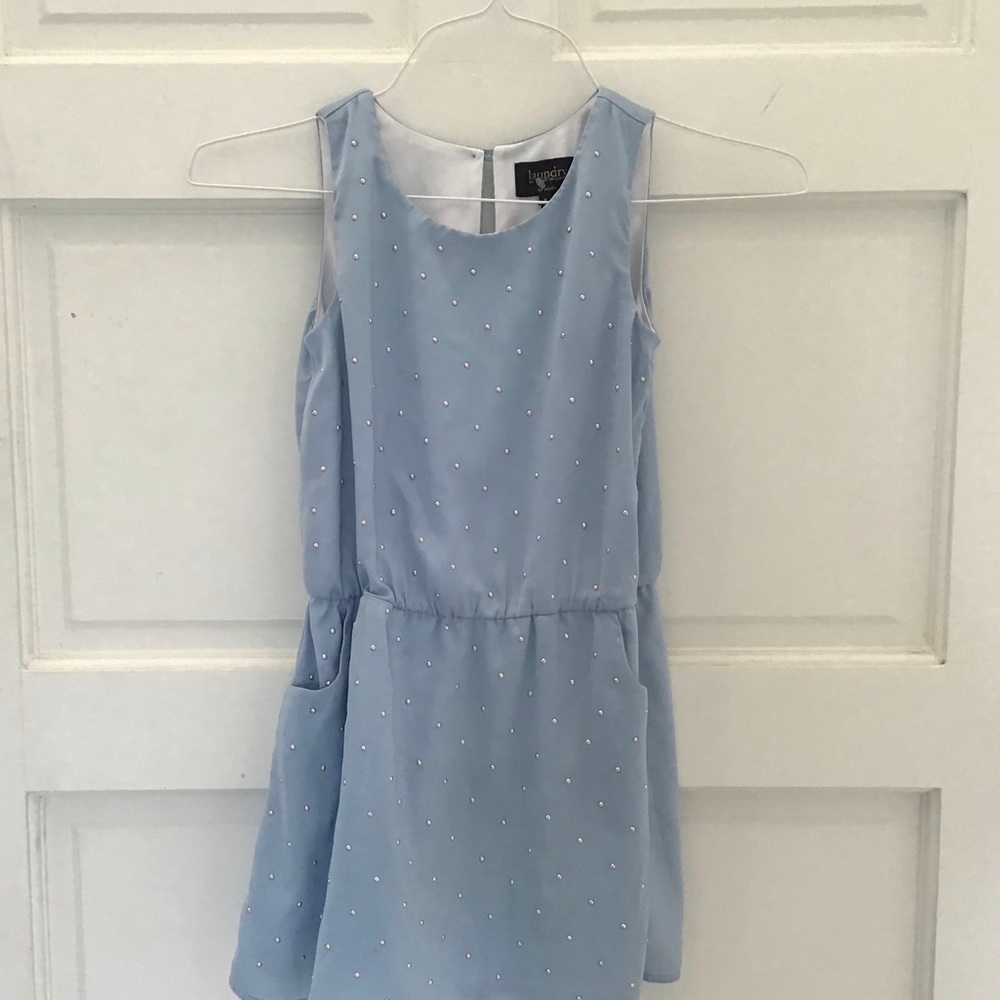 Pale blue dress w/ gold decals!
